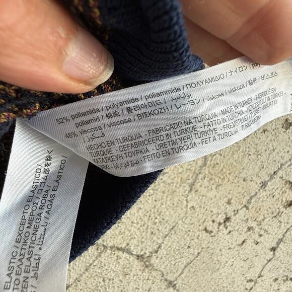 Zara Floral Knit Crop Tank Top Navy Red Knitwear Bralette Style Size M - Picture 5 of 7